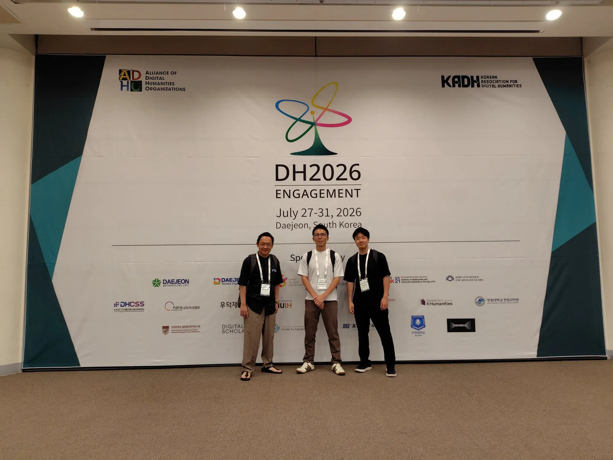 Ikko Tanaka, Naoya Iwata, and Jun Ogawa at the DH2026 venue in Daejeon