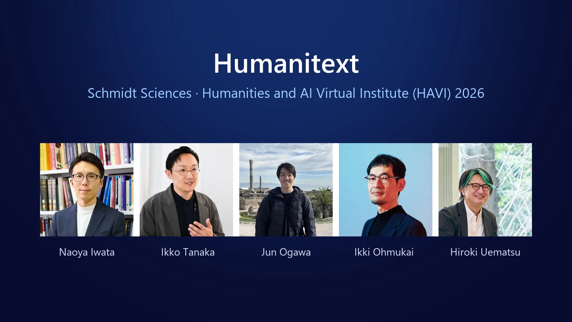 The research team, from left: Naoya Iwata, Ikko Tanaka, Jun Ogawa, Ikki Ohmukai, Hiroki Uematsu