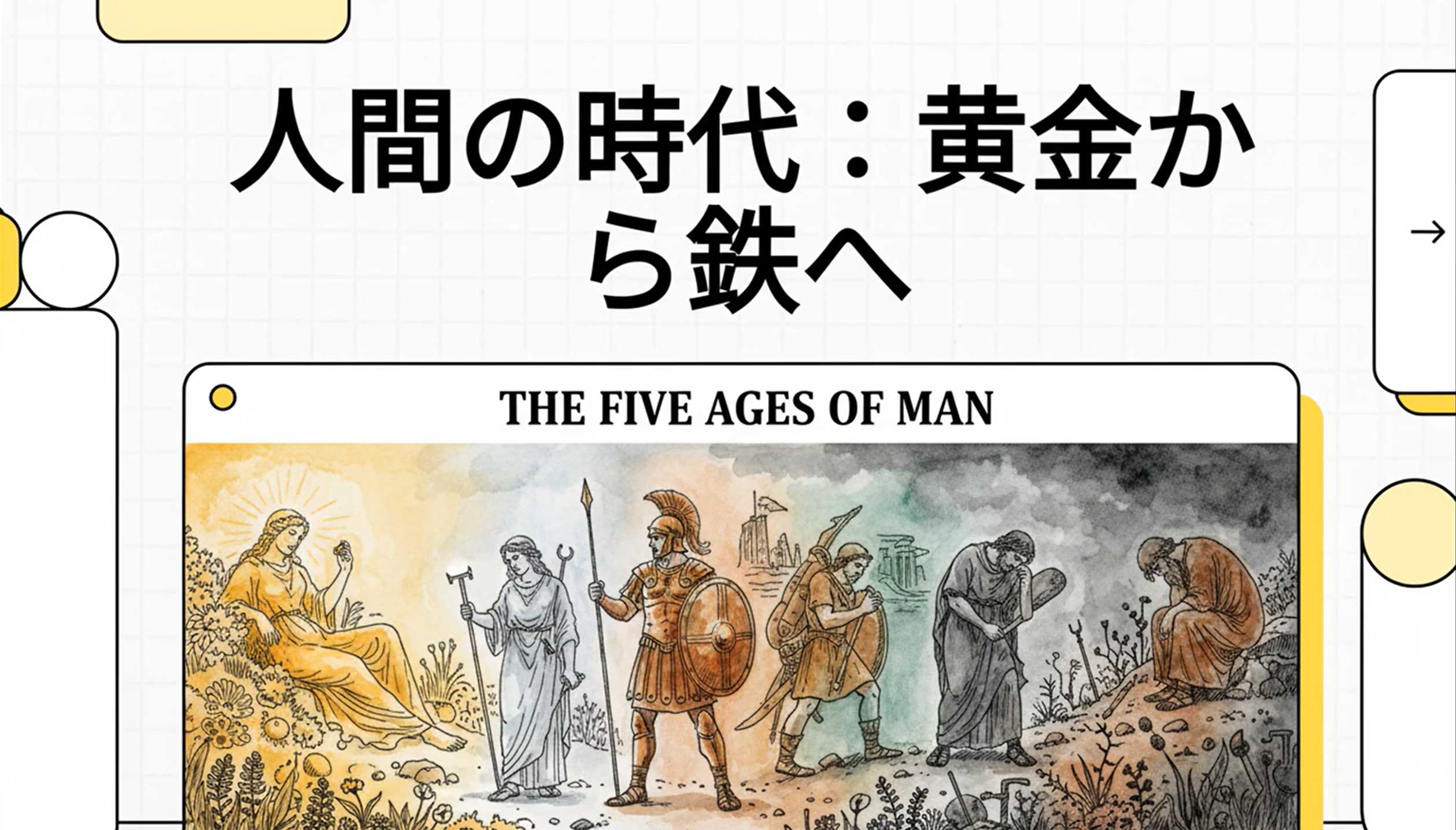 黄金の杯から鉄の剣へと移り変わる、時代の変遷を象徴するコラージュ