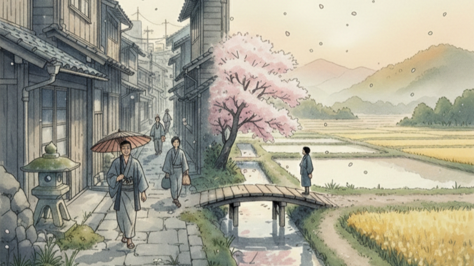 都会と田園の写真